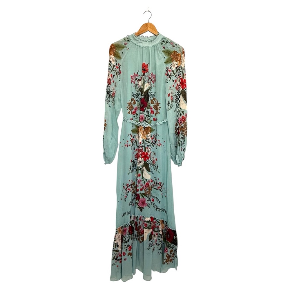 FARM Rio Beauty Bouquet Long Sleeve Floral Print Maxi Dress, Light Blue, NWT🇧🇷 - Picture 9 of 15